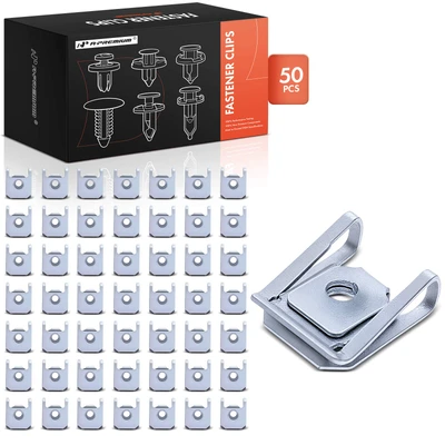 50 Pcs 9mm Silver Zinc Retainer Clips Metric U-Nut
