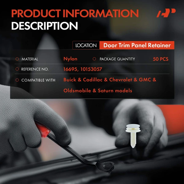 50 Pcs Nylon White Door Trim Panel Retainer A-Premium APRCF3604