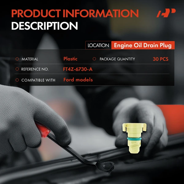 30 Pcs Plastic Yellow Engine Oil Drain Plug Retainer Clip A-Premium APRCF3612