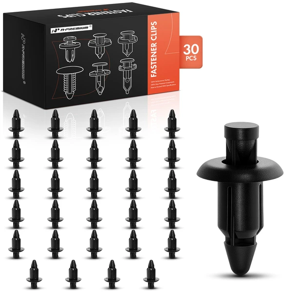 30 Pcs 6mm Nylon Black Bumper Trim Rivet Screw A-Premium APRCF3633