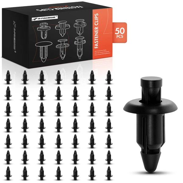 1998-2007 Nissan Frontier 50 Pcs 6mm Nylon Black Bumper Trim Rivet Screw A-Premium APRCF3634