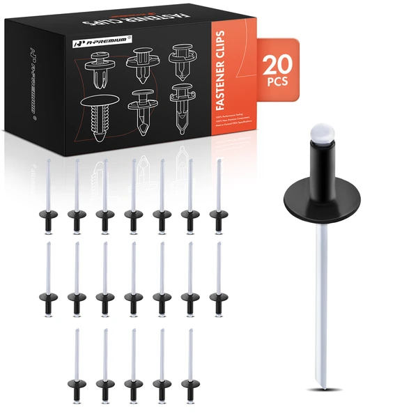 20 Pcs Black Aluminum Rivet - Aluminum Mandrel Windshield Rivets A-Premium APRCF3644