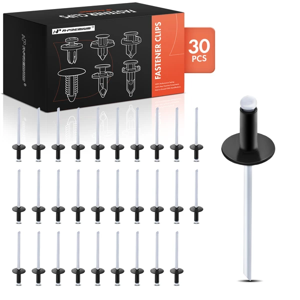 30 Pcs Aluminum Black Windshield Rivets A-Premium APRCF3645