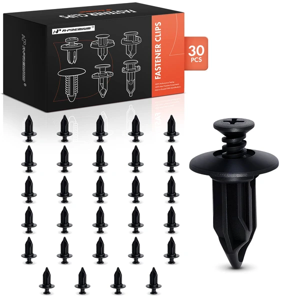 30 Pcs 12.7mm Black Rear Bumper Fascia Retainer A-Premium APRCF3648