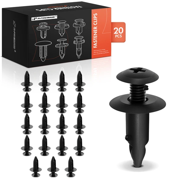 20 Pcs 6.35mm Nylon Black Cowl Panel Engine Splash Shield A-Premium APRCF3659