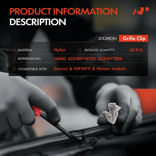 30 Pcs Nylon Gray Grille Clip A-Premium APRCF3663