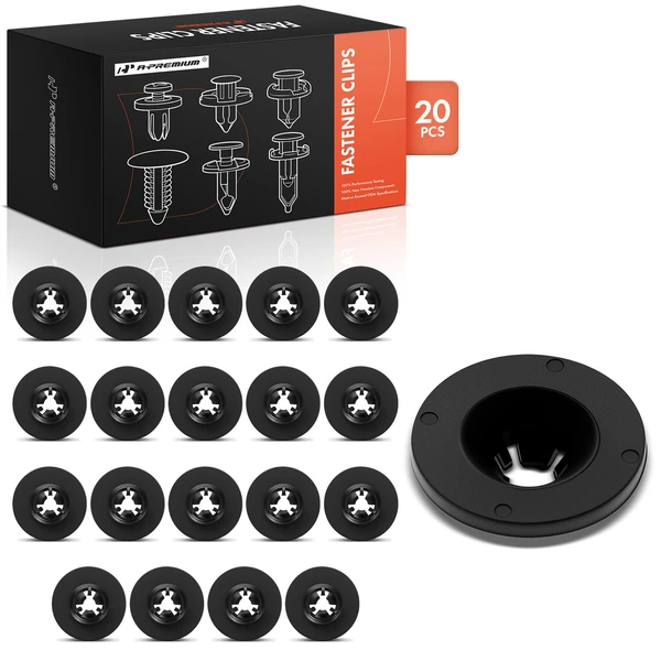 20 Pcs Nylon Black Under Engine Cover Push Nut A-Premium APRCF3550