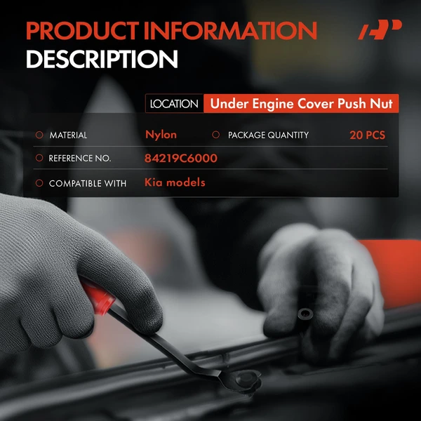 20 Pcs Nylon Black Under Engine Cover Push Nut A-Premium APRCF3550