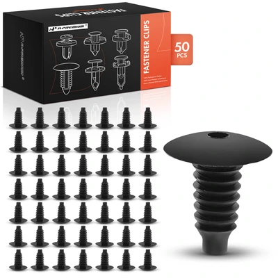 50 Pcs 9mm Black Trunk Trim Retainer Clip Fastener