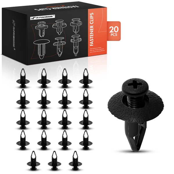 1995-2005 Chrysler Sebring 20 Pcs 8mm Nylon Black Front Bumper Fascia Retainer A-Premium APRCF3851