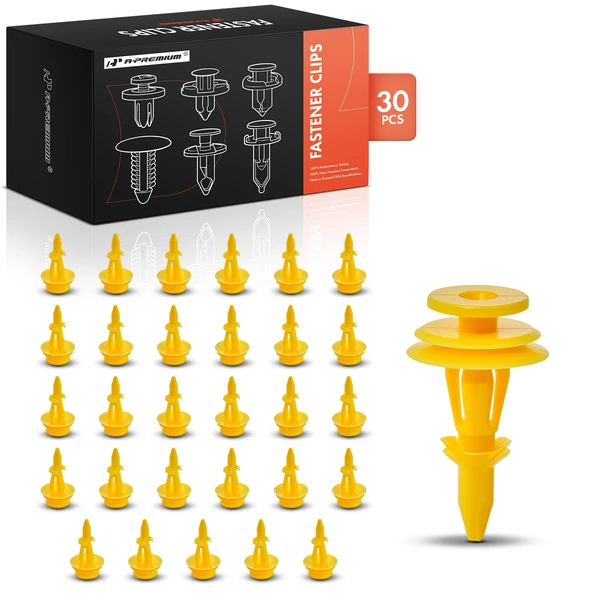 30 Pcs Nylon Yellow Trim Panel & Tail Gate Retainer A-Premium APRCF3897
