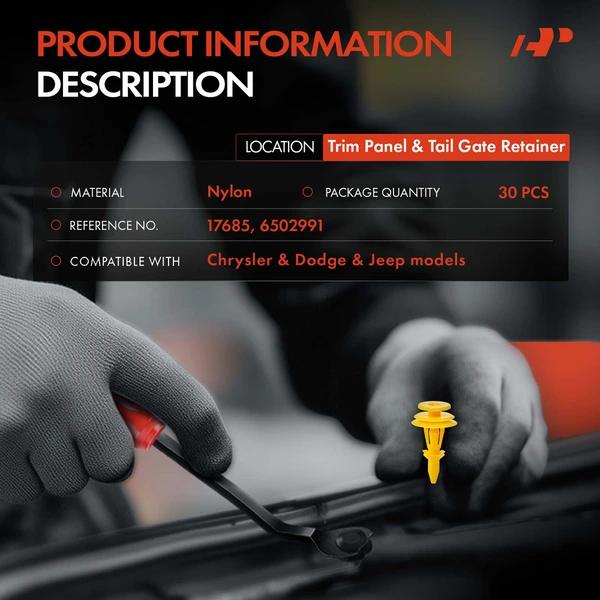 30 Pcs Nylon Yellow Trim Panel & Tail Gate Retainer A-Premium APRCF3897