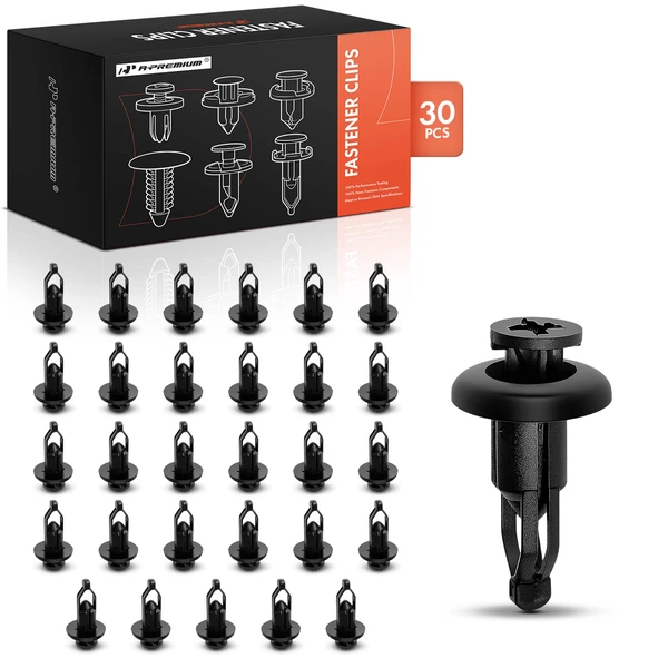 1992-1996 Lexus ES300 30 Pcs 9mm Nylon Black Push Type Retainer Clip A-Premium APRCF3903