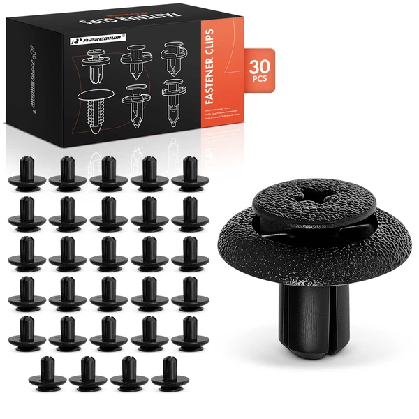 30 Pcs 7mm Nylon Black Engine Trim Clip A-Premium APRCF3912