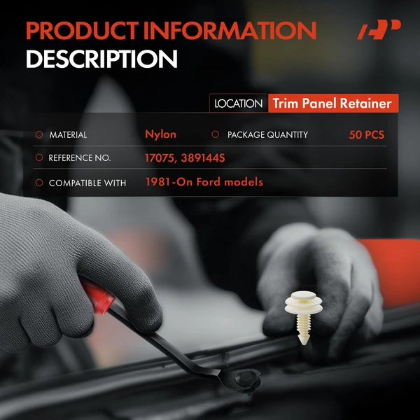 50 Pcs Nylon White Trim Panel Retainer A-Premium APRCF3710