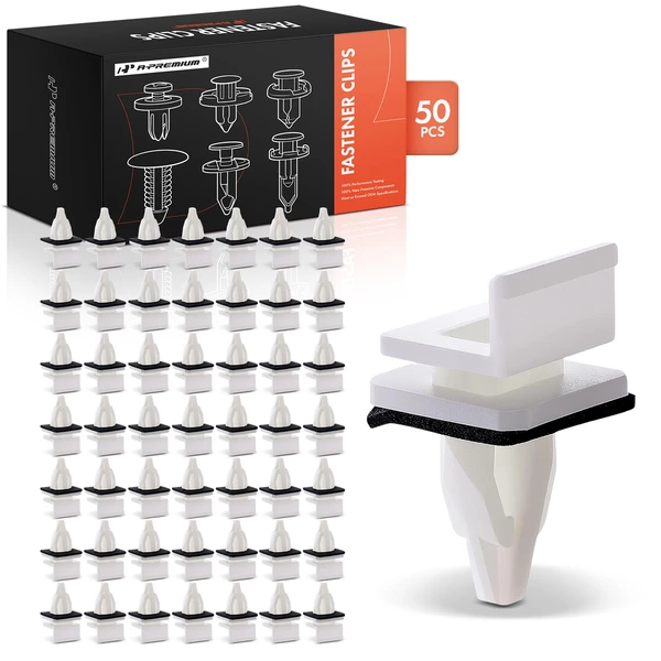 50 Pcs 12mm Nylon White Rocker Panel Molding Clip A-Premium APRCF3713