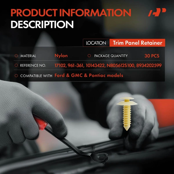 30 Pcs Nylon White Trim Panel Retainer A-Premium APRCF3718