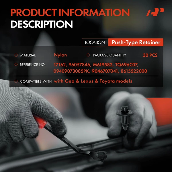 30 Pcs 6.3mm Nylon Black Push Type Retainer Clip A-Premium APRCF3748