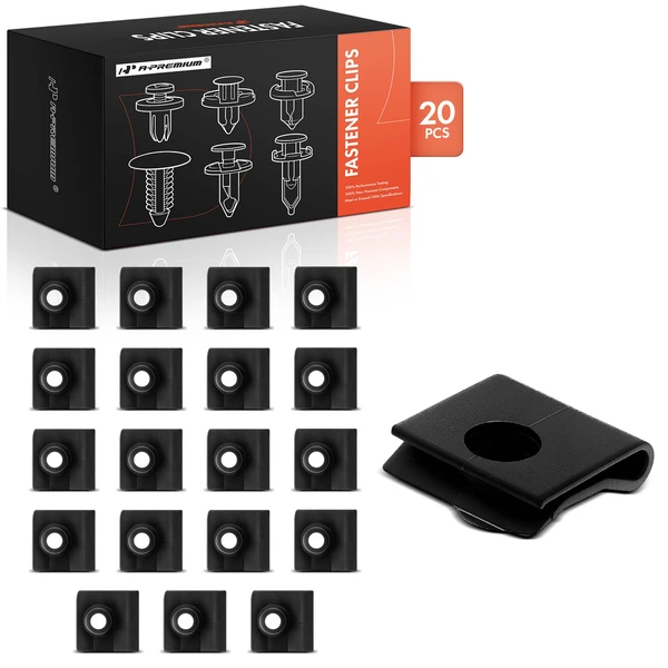 20 Pcs Nylon Black U-Nut A-Premium APRCF3765