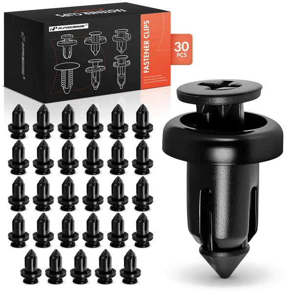 1992-2013 Toyota Camry 30 Pcs 9mm Nylon Black Bumper Cover Retainer A-Premium APRCF3778