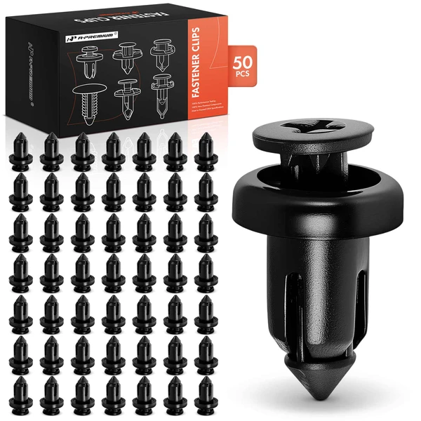 1992-2013 Toyota Camry 50 Pcs 9mm Nylon Black Bumper Cover Retainer A-Premium APRCF3779