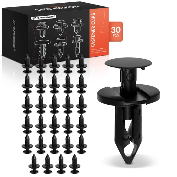 30 Pcs 8mm Nylon Black Air Baffle to Under Carriage Retainer Clip A-Premium APRCF3785