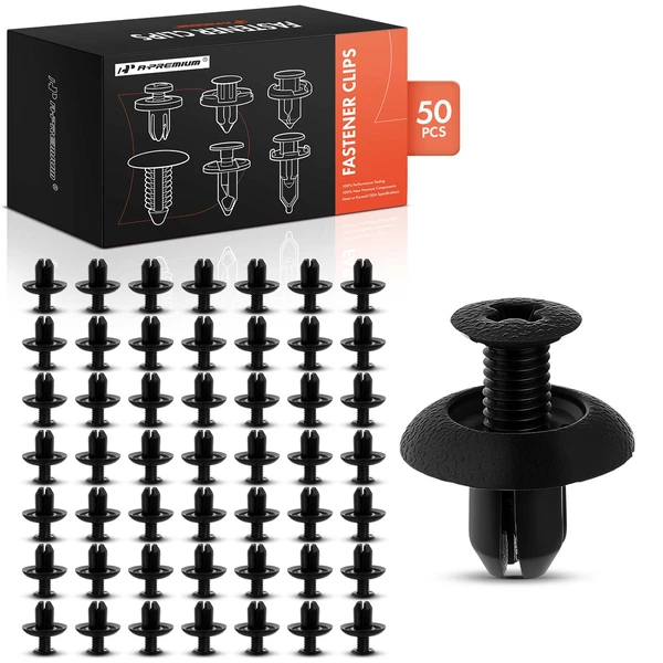 50 Pcs 7mm Nylon Black Front & Rear Bumper Retainer A-Premium APRCF3823