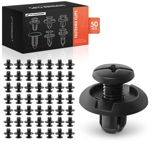 1997-2019 Honda CR-V 50 Pcs 8mm Nylon Black Fender Splash Shield Retainer A-Premium APRCF3829