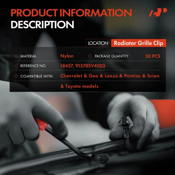 1994-2025 Honda Accord 50 Pcs Nylon Black Radiator Grille Clip A-Premium APRCF4048