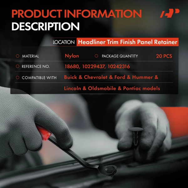 20 Pcs Nylon Black Headliner Trim Finish Panel Retainer A-Premium APRCF4064