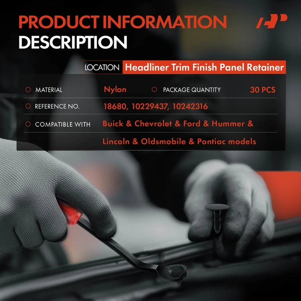 30 Pcs Nylon Black Headliner Trim Finish Panel Retainer A-Premium APRCF4065