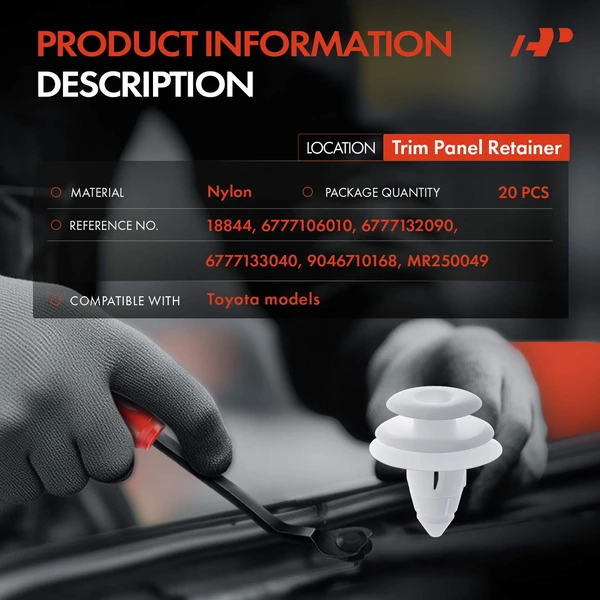 20 Pcs Nylon White Trim Panel Retainer A-Premium APRCF4097