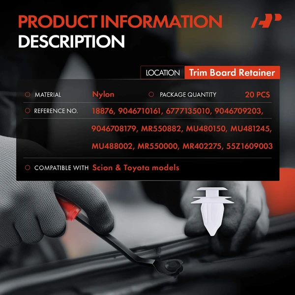 20 Pcs Nylon White Trim Board Retainer A-Premium APRCF4119