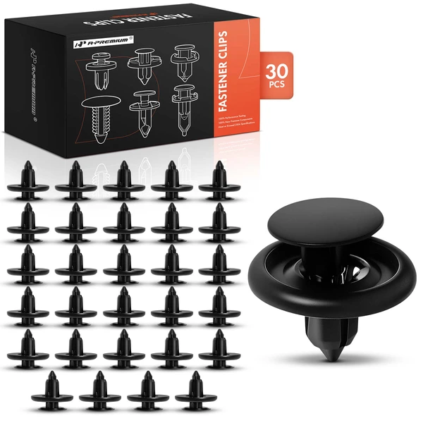 2004-2006 Scion xA 30 Pcs 7mm Nylon Black Bumper Hood Fender Splash Guard Retainer A-Premium APRCF4129