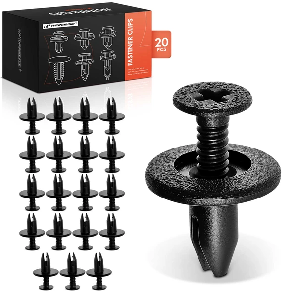 20 Pcs 6.35mm Nylon Black Trim Panel Retainer A-Premium APRCF4131