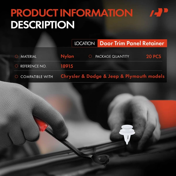 20 Pcs Nylon White Door Trim Panel Retainer A-Premium APRCF4143