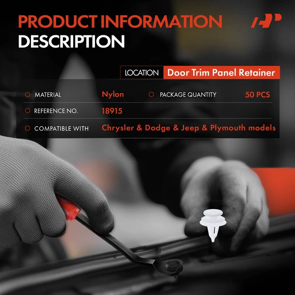 50 Pcs Nylon White Door Trim Panel Retainer A-Premium APRCF4145