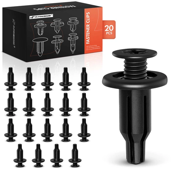 20 Pcs 10mm Nylon Black Bumper Face Clip A-Premium APRCF3938