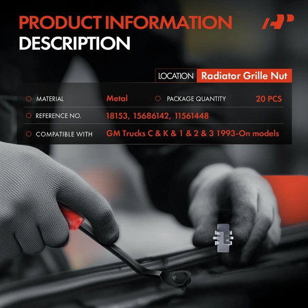20 Pcs Metal Silver Radiator Grille Nut A-Premium APRCF3941