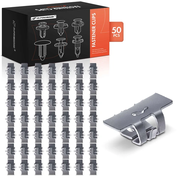 50 Pcs Metal Silver Radiator Grille Nut A-Premium APRCF3943