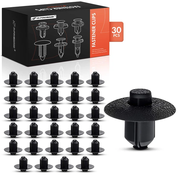 1998-2004 Toyota RAV4 30 Pcs 7mm Nylon Black Engine Side Cover Retainer Clip A-Premium APRCF3972