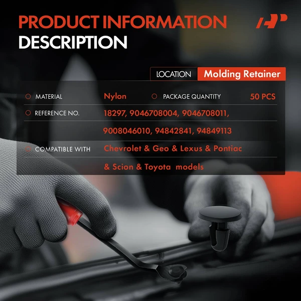 50 Pcs Nylon Black Hood Seal Molding Retainer A-Premium APRCF3985