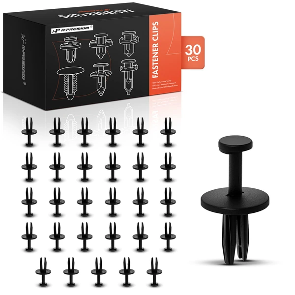 1994-2010 Jeep Grand Cherokee 30 Pcs 6.35mm Nylon Black Front Bumper Fascia Retainer A-Premium APRCF3996