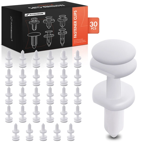 30 Pcs 6.35mm Nylon White Door Trim Panel Retainer A-Premium APRCF4002