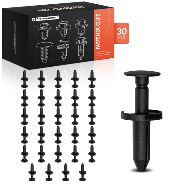 2013-2016 Dodge Dart 30 Pcs 7.94mm Nylon Black Fascia Push Type Retainer A-Premium APRCF4380