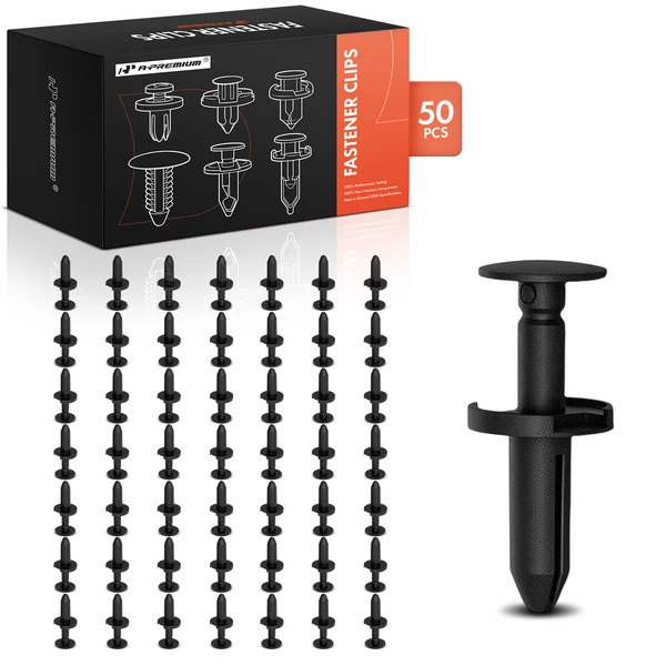 2013-2016 Dodge Dart 50 Pcs 7.93mm Nylon Black Fascia Push Type Retainer A-Premium APRCF4381