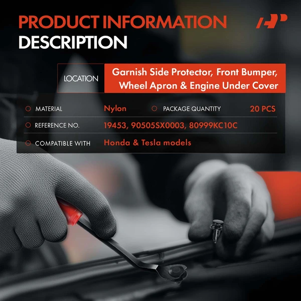 20 Pcs 8mm Nylon Black Garnish Side Protector & Front Bumper & Wheel Apron & Engine Under Cover Retainer Clip A-Premium APRCF4397