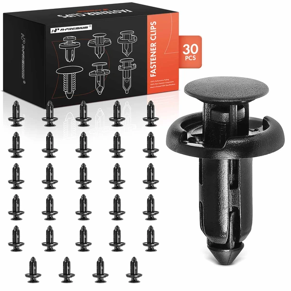 2016-2023 Tesla S 30 Pcs 8mm Nylon Black Garnish Side Protector & Front Bumper & Wheel Apron & Engine Under Cover Retainer Clip A-Premium APRCF4398