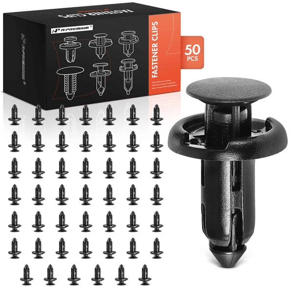 2016-2023 Tesla S 50 Pcs 8mm Nylon Black Garnish Side Protector & Front Bumper & Wheel Apron & Engine Under Cover Retainer Clip A-Premium APRCF4399