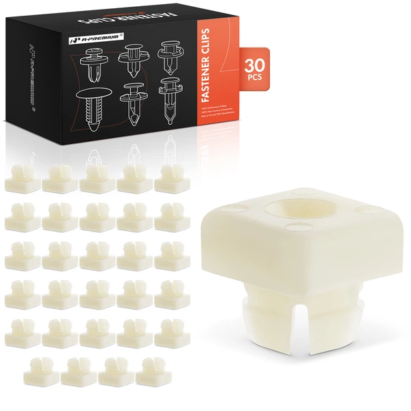 2017-2018 Ram 5500 30 Pcs 9.53 x 9.53mm Nylon White Bumper License Plate Nut Bracket Retainer A-Premium APRCF4419